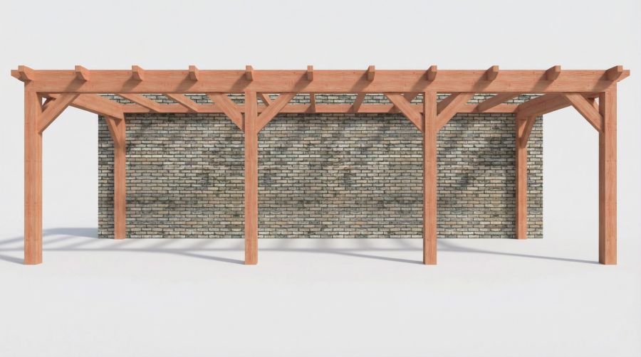Bouwpakket aanbouwveranda 822x326 cm links fijnbezaagd Douglas