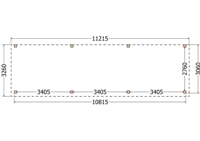 Bouwpakket aanbouwveranda 1121,5x326 cm fijnbezaagd Douglas