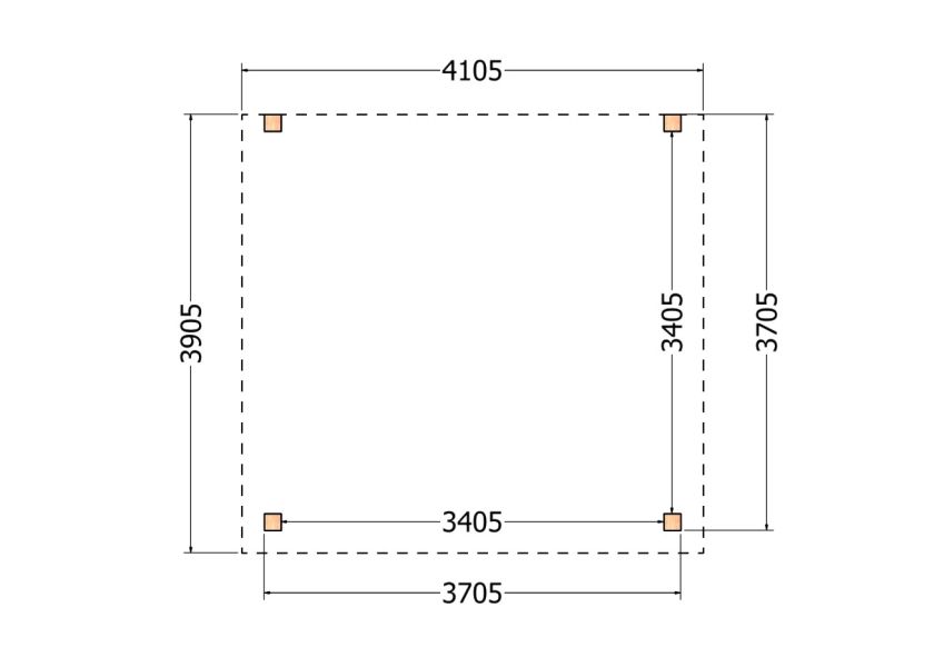 Bouwpakket aanbouwveranda 410,5x390,5 cm fijnbezaagd Douglas