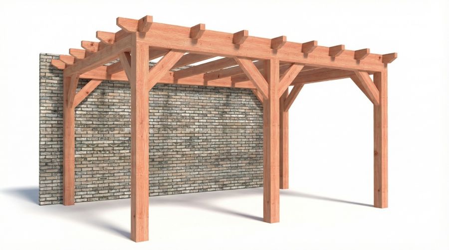 Bouwpakket aanbouwveranda 524x390,5 cm links fijnbezaagd Douglas
