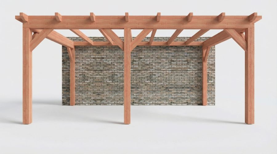 Bouwpakket aanbouwveranda 584x390,5 cm links fijnbezaagd Douglas