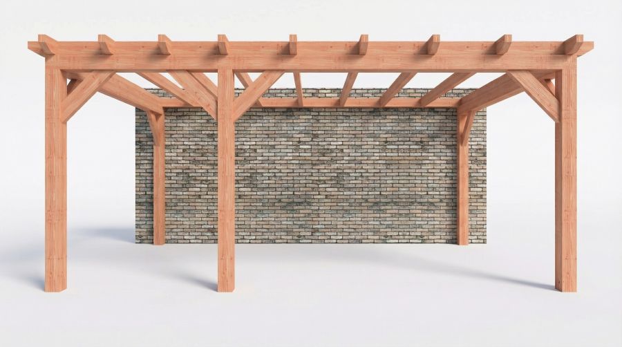 Bouwpakket aanbouwveranda 588,5x390,5 cm links fijnbezaagd Douglas