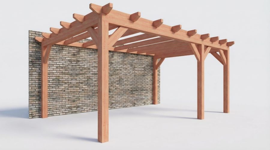 Bouwpakket aanbouwveranda 588,5x390,5 cm rechts fijnbezaagd Douglas