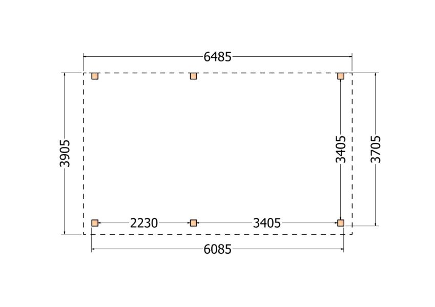 Bouwpakket aanbouwveranda 648,5x390,5 cm links fijnbezaagd Douglas