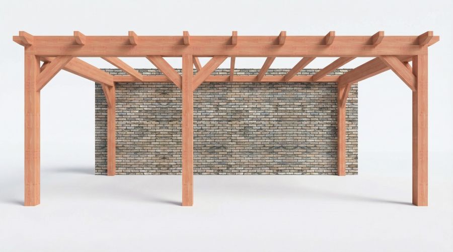 Bouwpakket aanbouwveranda 648,5x390,5 cm links fijnbezaagd Douglas