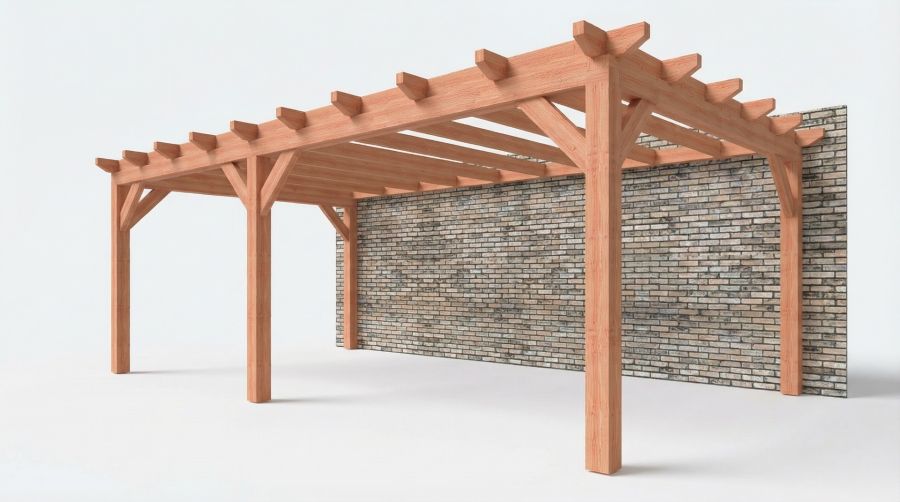 Bouwpakket aanbouwveranda 701,5x390,5 cm links fijnbezaagd Douglas
