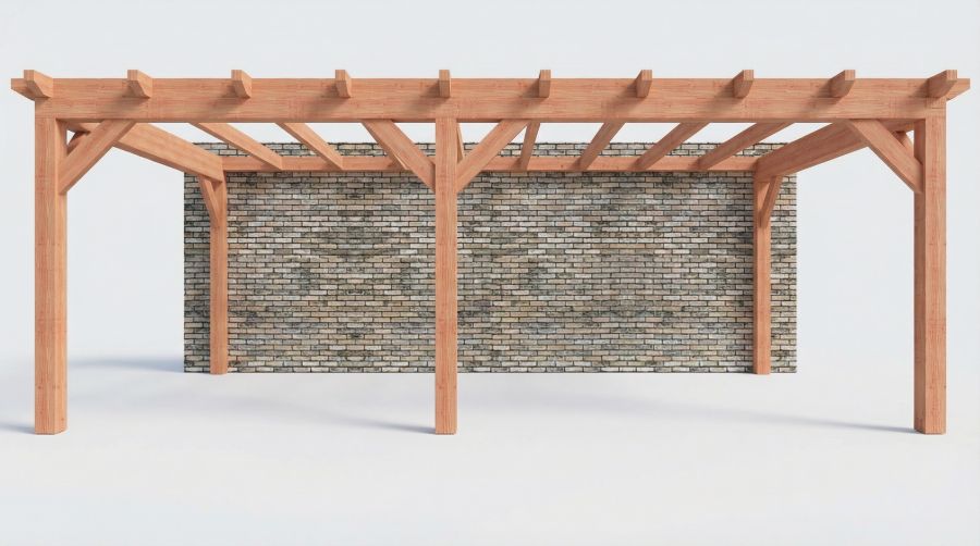 Bouwpakket aanbouwveranda 701,5x390,5 cm links fijnbezaagd Douglas