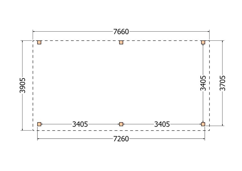 Bouwpakket aanbouwveranda 766x390,5 cm fijnbezaagd Douglas