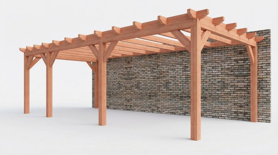 Bouwpakket aanbouwveranda 815x390,5 cm links fijnbezaagd Douglas
