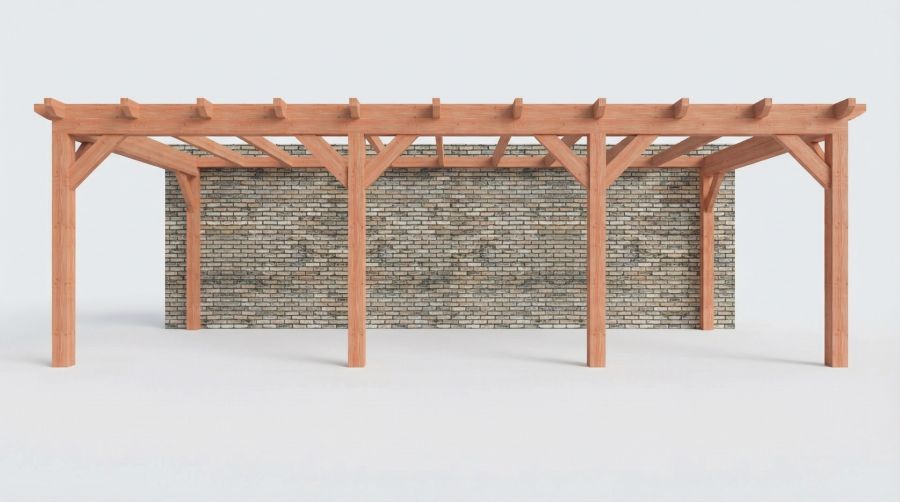 Bouwpakket aanbouwveranda 822x390,5 cm links fijnbezaagd Douglas