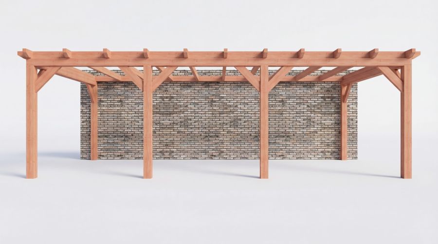 Bouwpakket aanbouwveranda 822x390,5 cm rechts fijnbezaagd Douglas