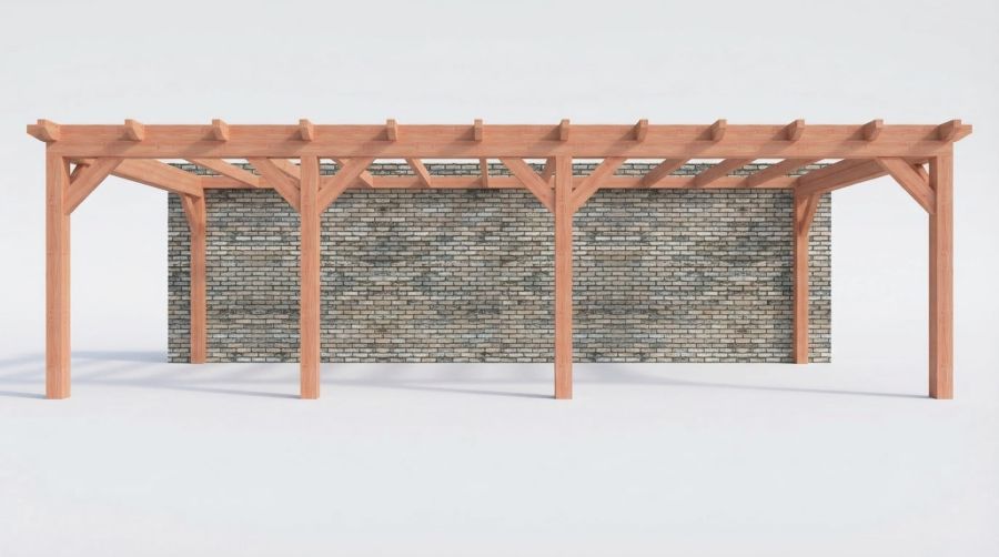 Bouwpakket aanbouwveranda 886,5x390,5 cm rechts fijnbezaagd Douglas