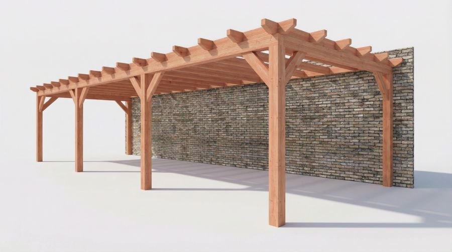 Bouwpakket aanbouwveranda 1121,5x390,5 cm fijnbezaagd Douglas