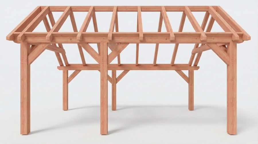 Bouwpakket kapschuur 524x346 cm fijnbezaagd Douglas