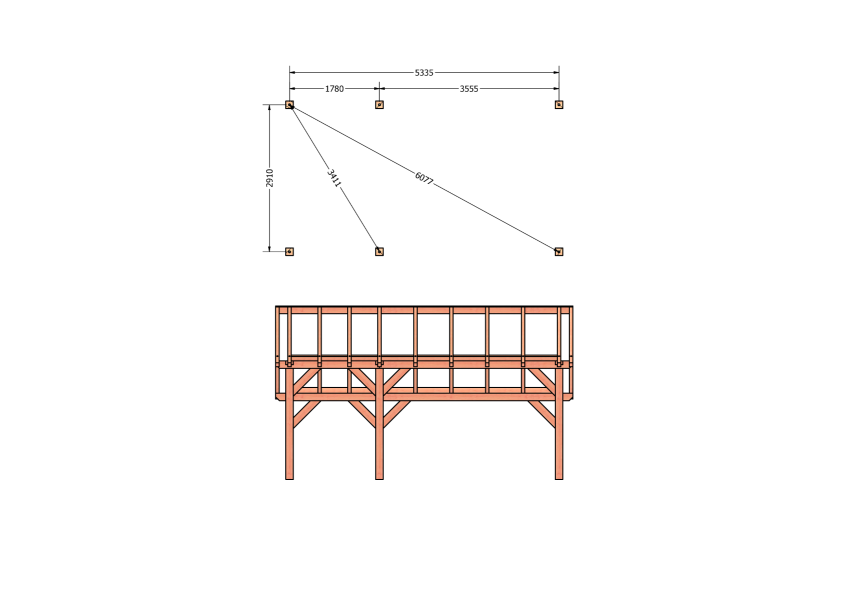 Constructiepakket kapschuur 588,5x346 cm fijnbezaagd Douglas