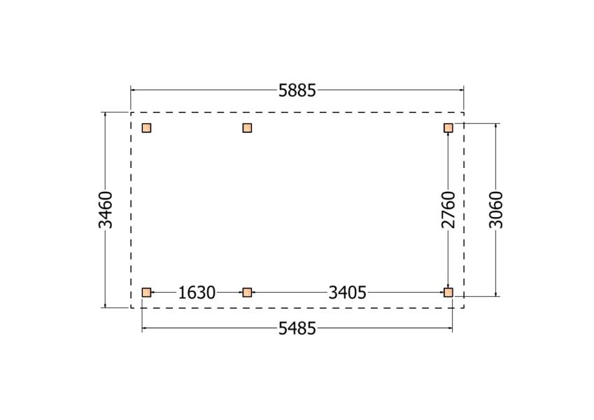 Constructiepakket kapschuur 588,5x346 cm fijnbezaagd Douglas