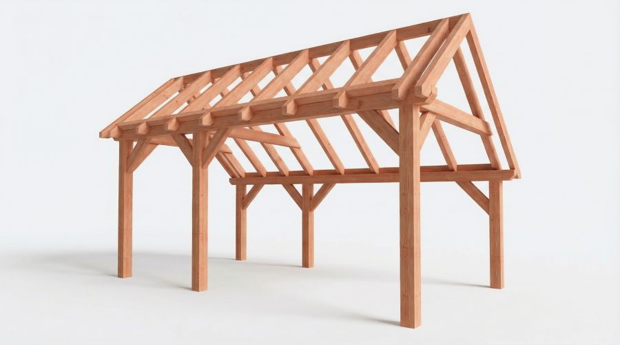 Constructiepakket kapschuur 588,5x346 cm fijnbezaagd Douglas