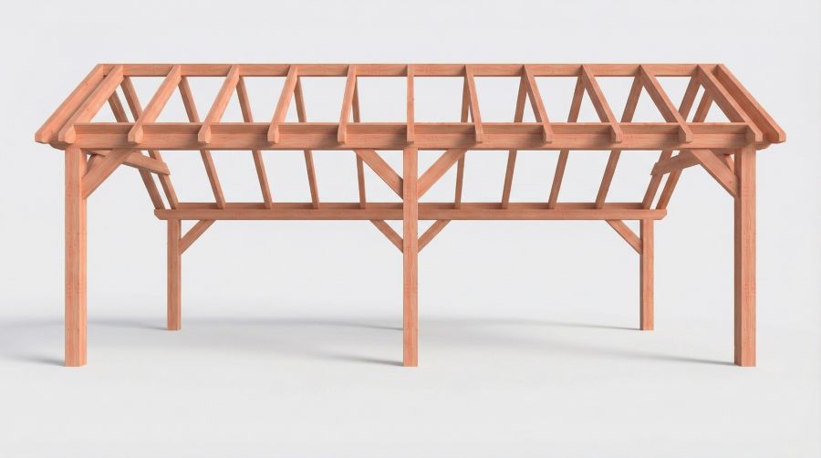 Bouwpakket kapschuur 766x346 cm fijnbezaagd Douglas
