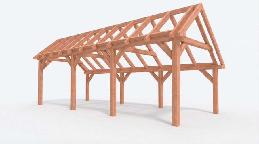 Bouwpakket kapschuur 822x346 cm fijnbezaagd Douglas