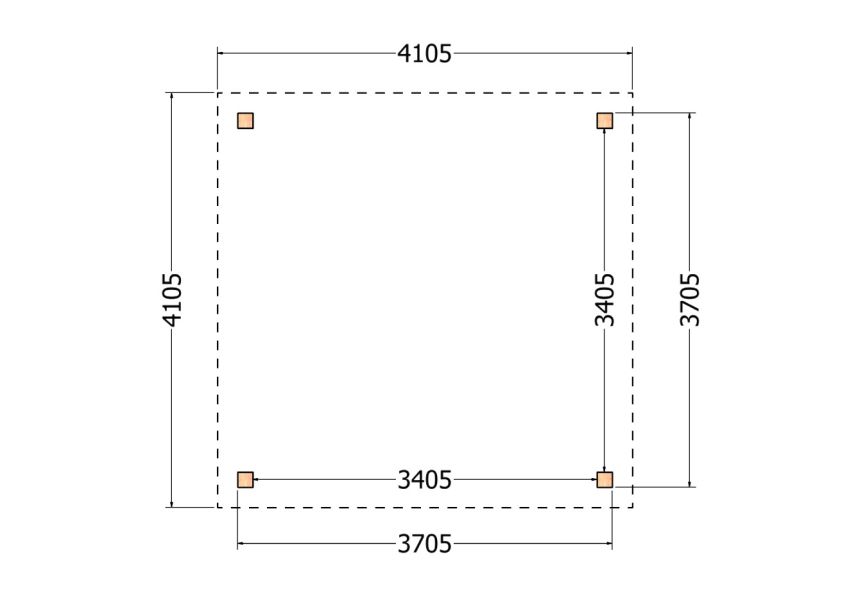 Bouwpakket kapschuur 410,5x410,5 cm fijnbezaagd Douglas