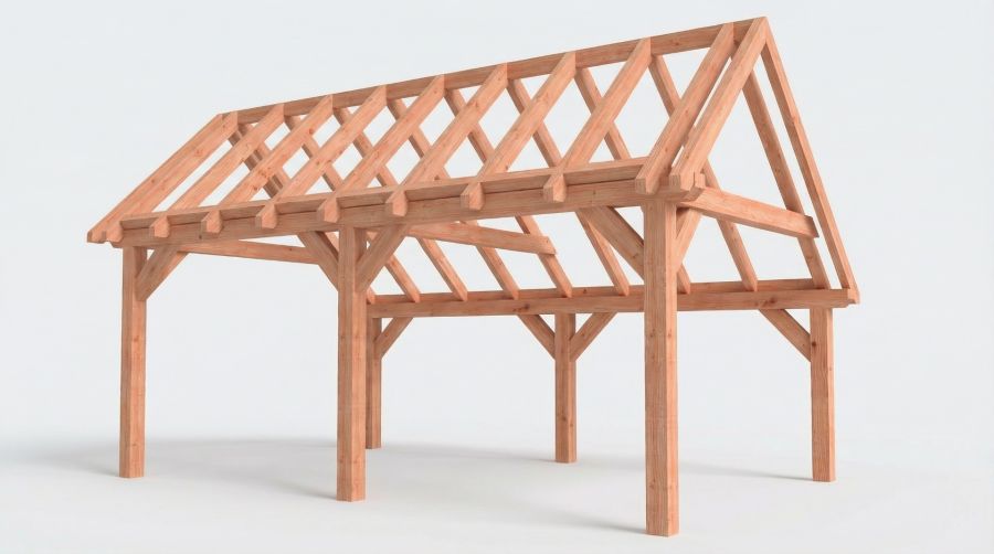 Bouwpakket kapschuur 637x410,5 cm fijnbezaagd Douglas