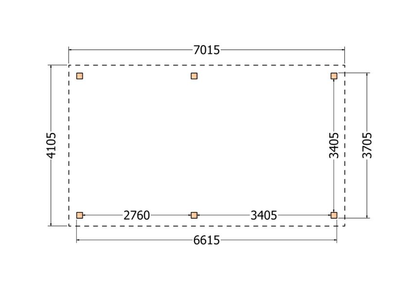 Bouwpakket kapschuur 701,5x410,5 cm fijnbezaagd Douglas