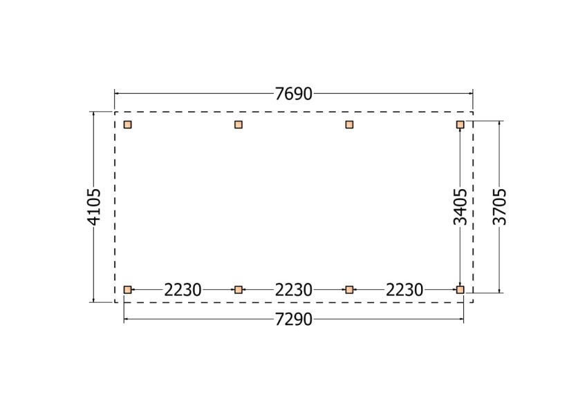 Bouwpakket kapschuur 769x410,5 cm fijnbezaagd Douglas
