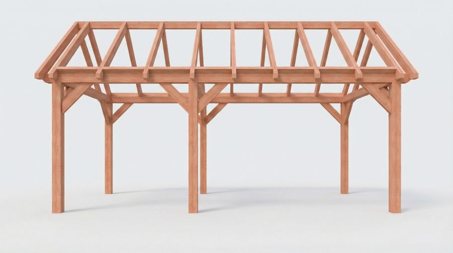 Bouwpakket zadeldak 648,5x346 cm fijnbezaagd Douglas