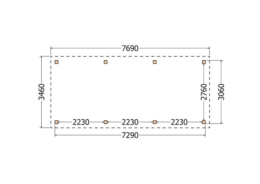 Bouwpakket zadeldak 769x346 cm fijnbezaagd Douglas