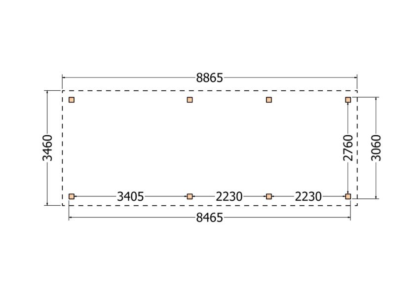Bouwpakket zadeldak 886,5x346 cm fijnbezaagd Douglas