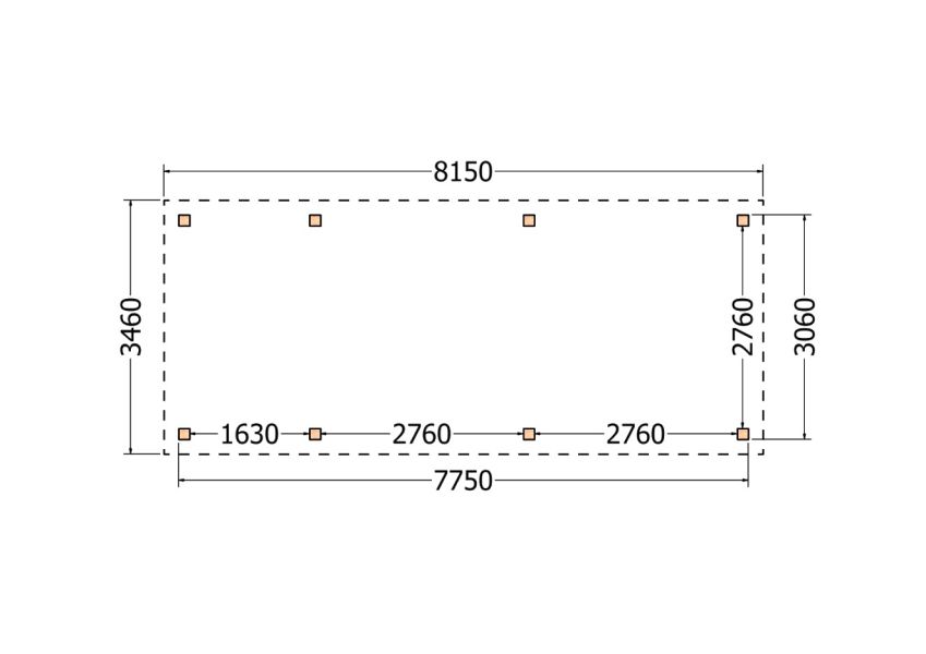 Bouwpakket schilddak 815x346 cm fijnbezaagd Douglas