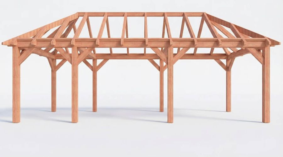 Bouwpakket schilddak 815x346 cm fijnbezaagd Douglas
