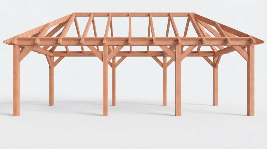 Bouwpakket schilddak 822x346 cm fijnbezaagd Douglas