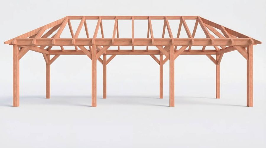 Bouwpakket schilddak 992,5x346 cm fijnbezaagd Douglas