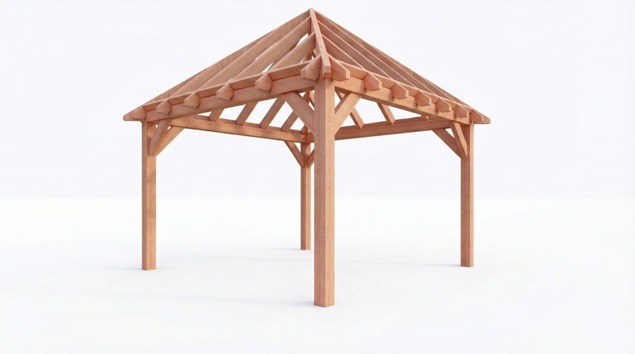 Bouwpakket schilddak 410,5x410,5 cm fijnbezaagd Douglas