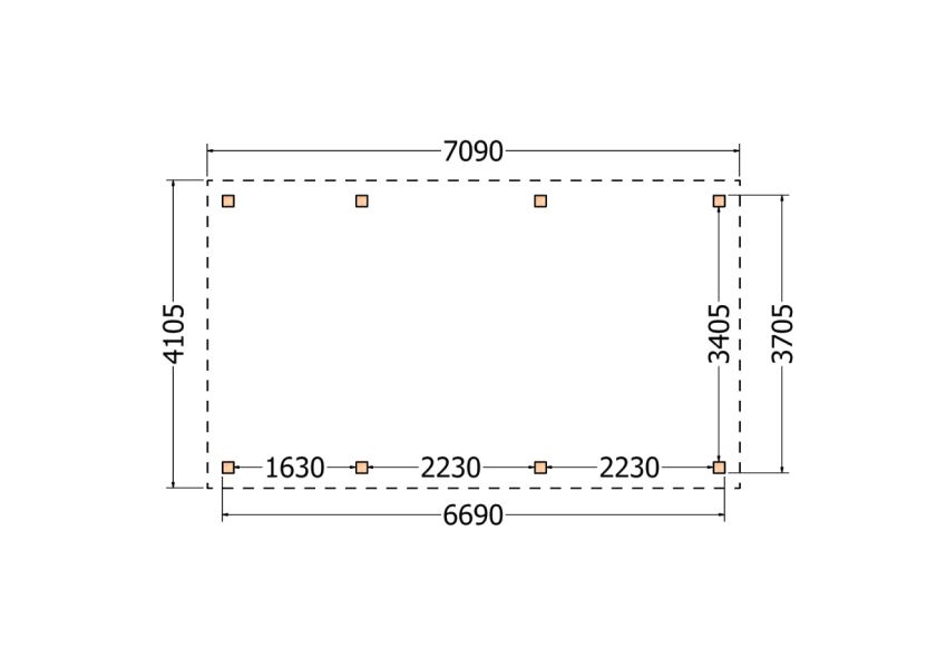 Bouwpakket schilddak 709x410,5 cm fijnbezaagd Douglas