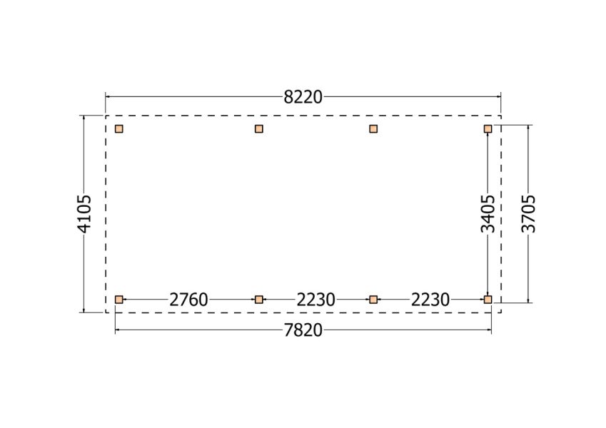 Bouwpakket schilddak 822x410,5 cm fijnbezaagd Douglas