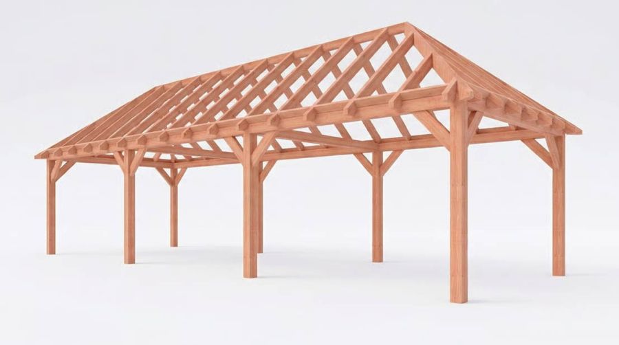 Bouwpakket schilddak 1121,5x410,5 cm fijnbezaagd Douglas