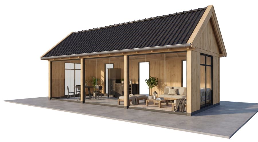 Trendhout Zadeldak De Delle 415x380 cm eiken