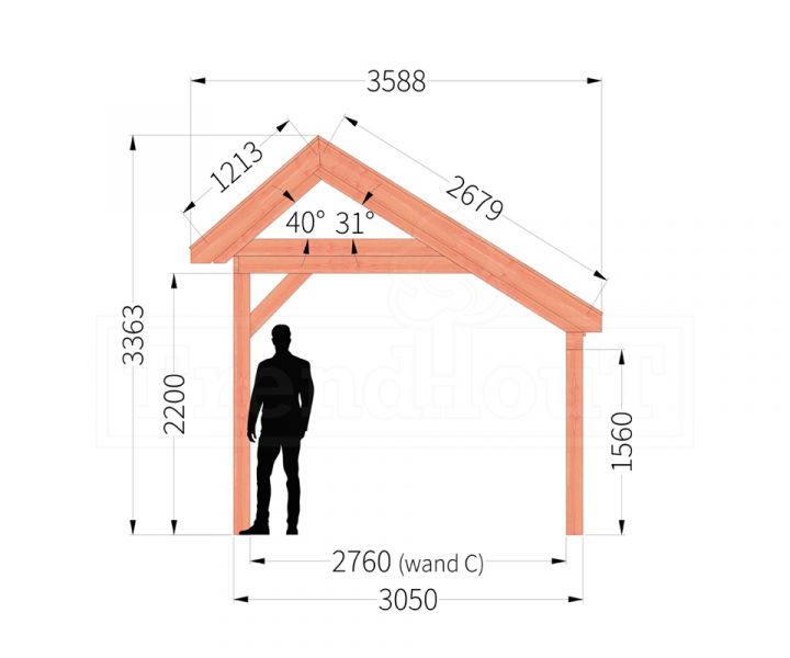 Trendhout Kapschuur De Stee 600x360 cm
