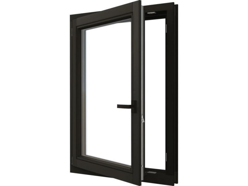Draai/kiepraam - 77,4x107,4 cm - linksdraaiend - zwart - incl. raambeslag