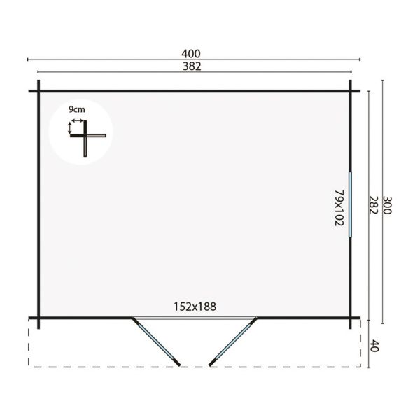 Blokhut Dyre 400x300 cm