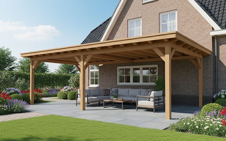 YARD Outdoor Elegante overkapping 400x300 cm aanbouw Douglas blank