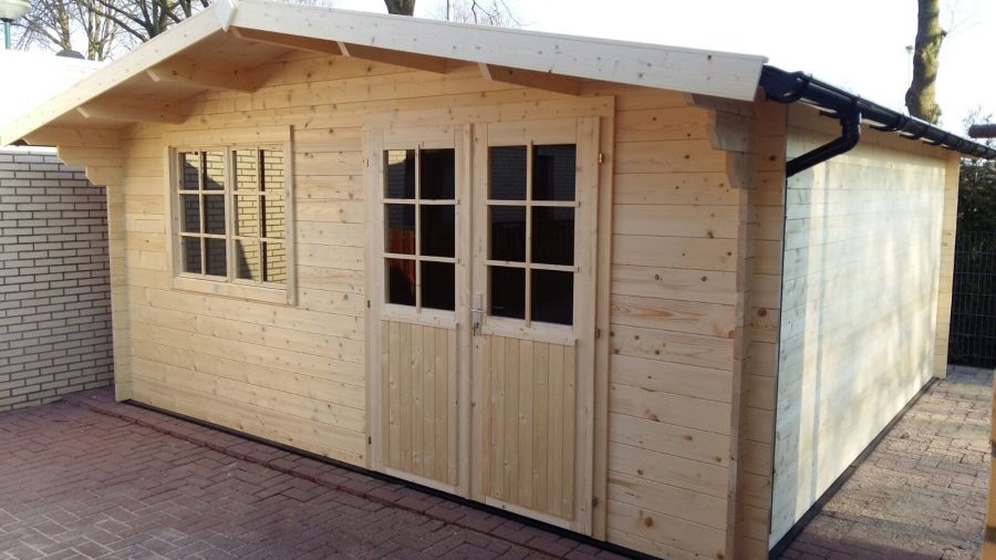 Tuindeco Salamanca blokhut 500x500 cm 34 mm vuren groen geïmpregneerd