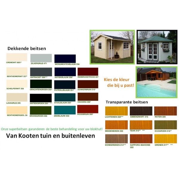 Blokhut Palmar 595x400 cm + 195 cm luifel - Grijs geïmpregneerd