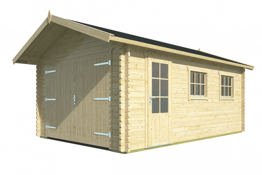Garage Geir 360x537 cm inclusief dubbelglas - Bruin geïmpregneerd