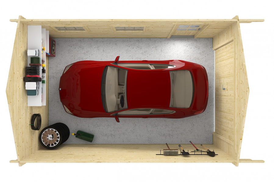 Garage Geir 360x537 cm inclusief dubbelglas - Bruin geïmpregneerd