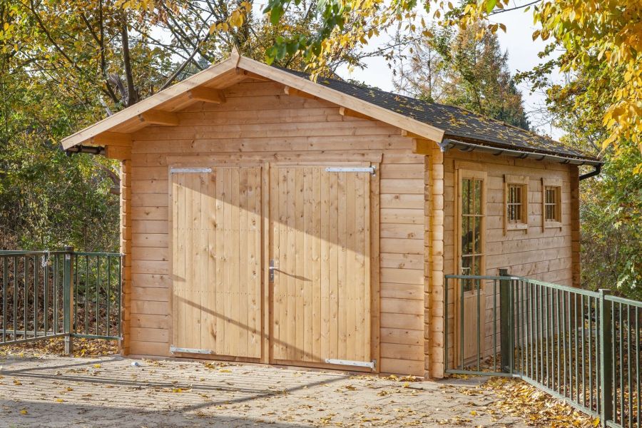 Garage Geir 360x537 cm inclusief dubbelglas - Groen geïmpregneerd