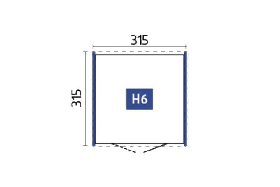 Biohort Metalen tuinhuis Highline H6 315x315x222 cm met enkele deur