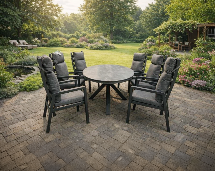SenS-Line Harmonia tuinset ovale tafel met 6 verstelbare stoelen
